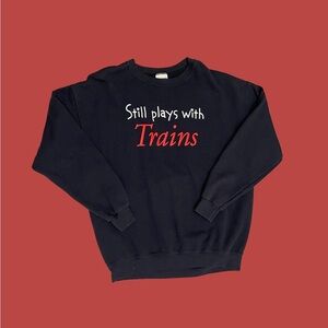 Y2K Lee’s Cropped I Play With Trains Crewneck Sweater NWOT